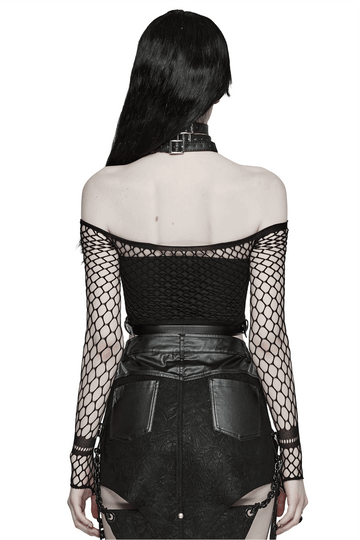 Daring PU Leather Body Harness with Choker for Women